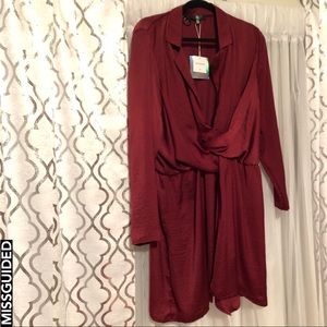 MISSGUIDED WRAP FRONT SLIT DRESS